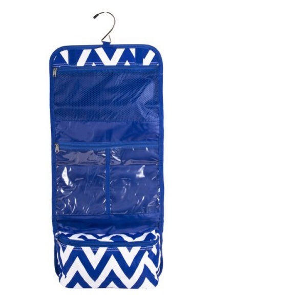 Ever Moda Royal Blue Chevron Hanging Cosmetic Bag - Picture 3 of 7